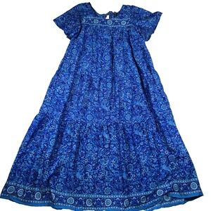 Sacred Threads Blue Pink Women's One Size Dress Boho Hippie New‎